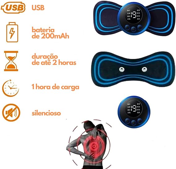 Massageador Portátil Recarregável - p/ Alívio de Dor Pescoço/Coluna/Pernas/Abdômen **COMPRE 1 LEVE 2**